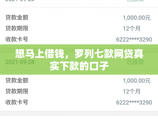 想马上借钱，罗列七款网贷真实下款的口子
