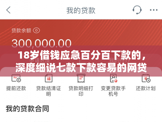 18岁借钱应急百分百下款的，深度细说七款下款容易的网贷口子
