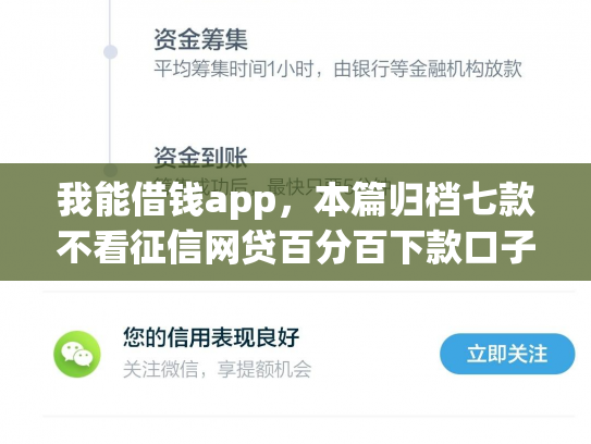 我能借钱app，本篇归档七款不看征信网贷百分百下款口子