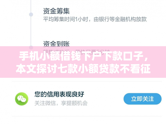手机小额借钱下户下款口子，本文探讨七款小额贷款不看征信100能下款