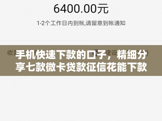 手机快速下款的口子，精细分享七款微卡贷款征信花能下款吗