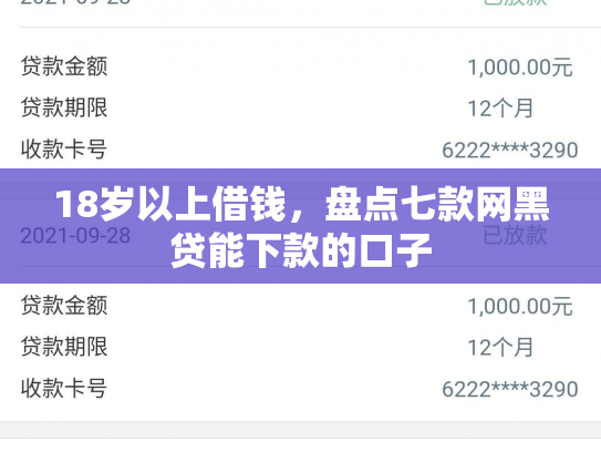 18岁以上借钱，盘点七款网黑贷能下款的口子
