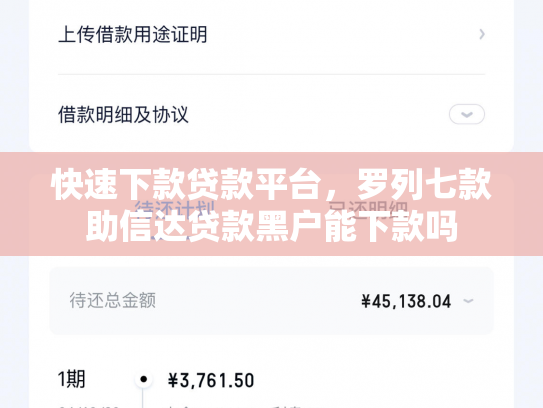快速下款贷款平台，罗列七款助信达贷款黑户能下款吗
