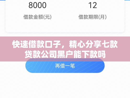 快速借款口子，精心分享七款贷款公司黑户能下款吗
