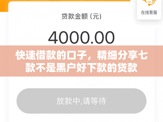 快速借款的口子，精细分享七款不是黑户好下款的贷款