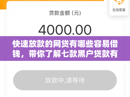 快速放款的网贷有哪些容易借钱，带你了解七款黑户贷款有下款的吗