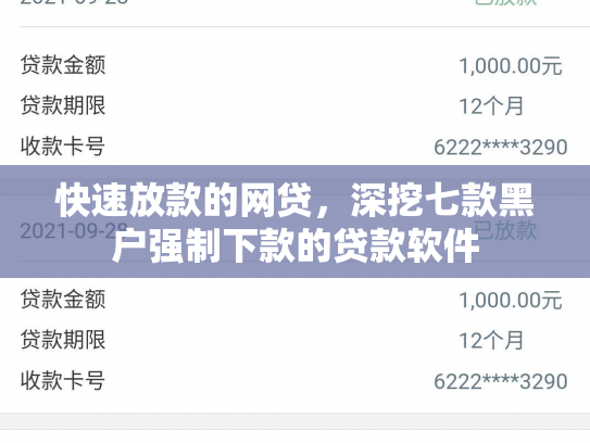 快速放款的网贷，深挖七款黑户强制下款的贷款软件