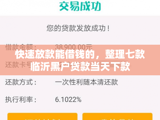 快速放款能借钱的，整理七款临沂黑户贷款当天下款