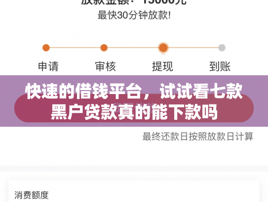 快速的借钱平台，试试看七款黑户贷款真的能下款吗