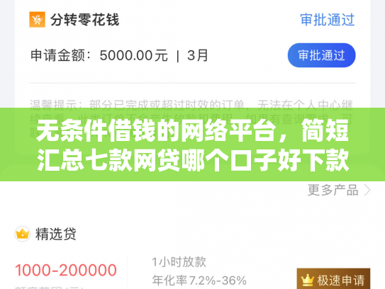 无条件借钱的网络平台，简短汇总七款网贷哪个口子好下款
