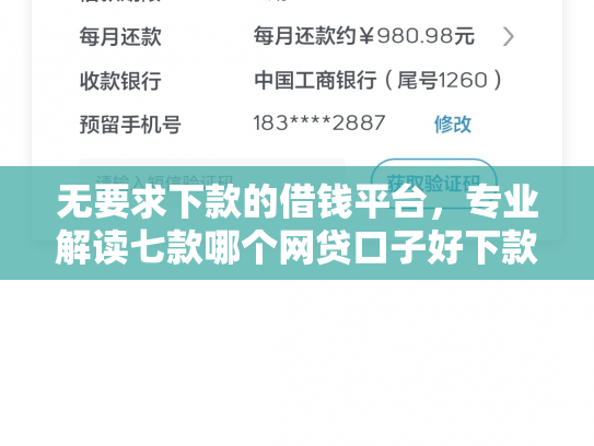 无要求下款的借钱平台，专业解读七款哪个网贷口子好下款
