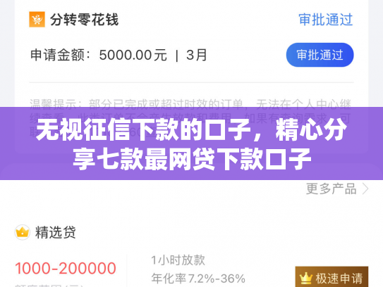 无视征信下款的口子，精心分享七款最网贷下款口子
