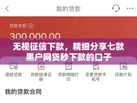 无视征信下款，精细分享七款黑户网贷秒下款的口子