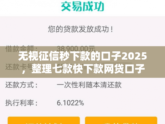 无视征信秒下款的口子2025，整理七款快下款网贷口子