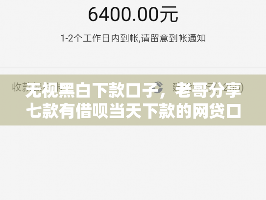 无视黑白下款口子，老哥分享七款有借呗当天下款的网贷口子