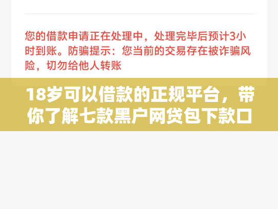18岁可以借款的正规平台，带你了解七款黑户网贷包下款口子