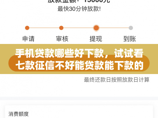 手机贷款哪些好下款，试试看七款征信不好能贷款能下款的APP