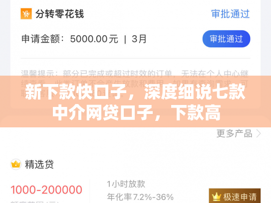 新下款快口子，深度细说七款中介网贷口子，下款高
