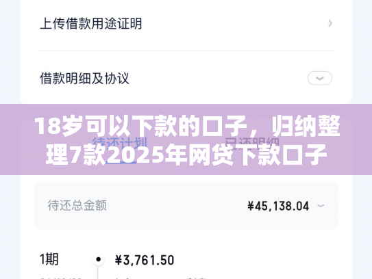 18岁可以下款的口子，归纳整理7款2025年网贷下款口子