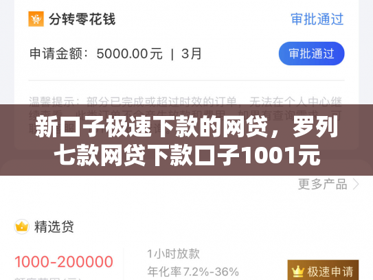 新口子极速下款的网贷，罗列七款网贷下款口子1001元