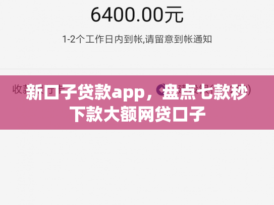 新口子贷款app，盘点七款秒下款大额网贷口子