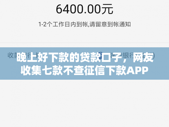 晚上好下款的贷款口子，网友收集七款不查征信下款APP