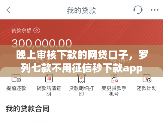晚上审核下款的网贷口子，罗列七款不用征信秒下款app