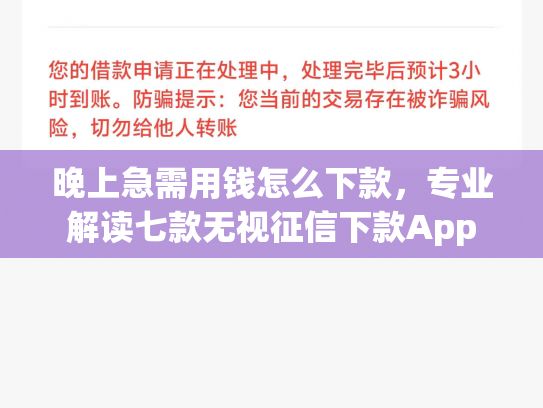 晚上急需用钱怎么下款，专业解读七款无视征信下款App