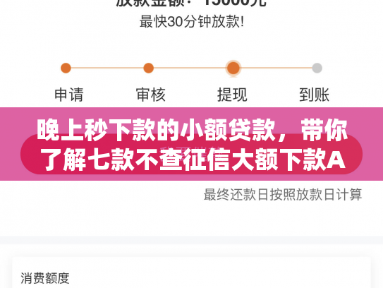 晚上秒下款的小额贷款，带你了解七款不查征信大额下款APP