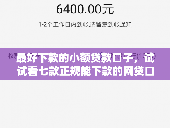 最好下款的小额贷款口子，试试看七款正规能下款的网贷口子