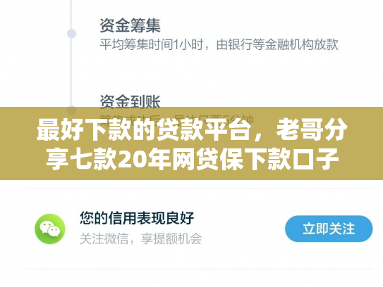 最好下款的贷款平台，老哥分享七款20年网贷保下款口子