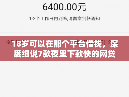 18岁可以在那个平台借钱，深度细说7款夜里下款快的网贷口子