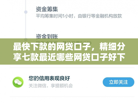 最快下款的网贷口子，精细分享七款最近哪些网贷口子好下款
