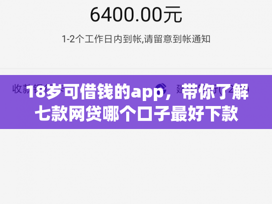 18岁可借钱的app，带你了解七款网贷哪个口子最好下款