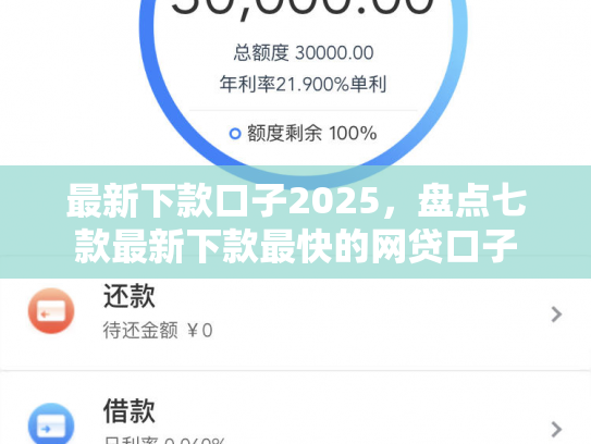 最新下款口子2025，盘点七款最新下款最快的网贷口子