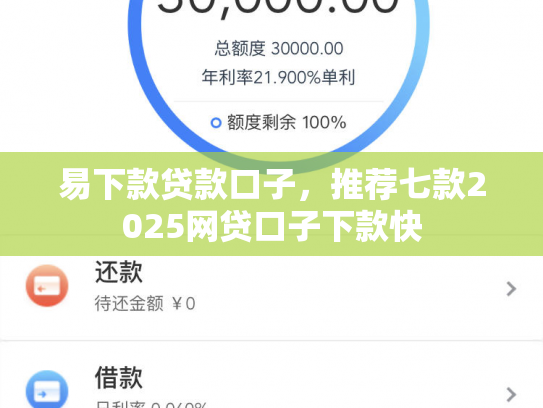 易下款贷款口子，推荐七款2025网贷口子下款快