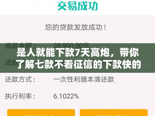 是人就能下款7天高炮，带你了解七款不看征信的下款快的贷款