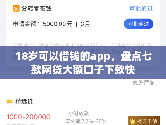 18岁可以借钱的app，盘点七款网贷大额口子下款快