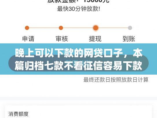 晚上可以下款的网贷口子，本篇归档七款不看征信容易下款app