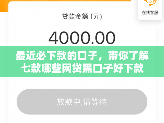 最近必下款的口子，带你了解七款哪些网贷黑口子好下款