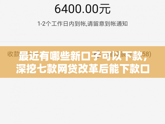 最近有哪些新口子可以下款，深挖七款网贷改革后能下款口子