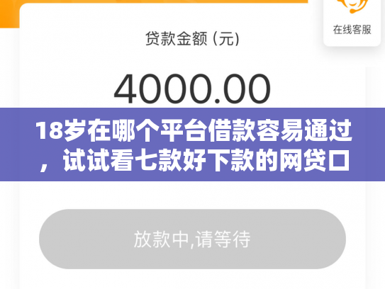 18岁在哪个平台借款容易通过，试试看七款好下款的网贷口子19岁