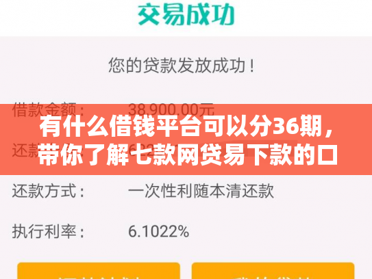 有什么借钱平台可以分36期，带你了解七款网贷易下款的口子