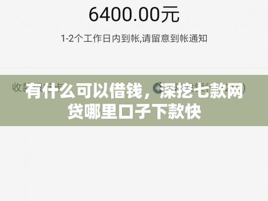 有什么可以借钱，深挖七款网贷哪里口子下款快