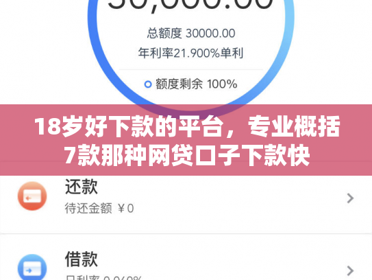 18岁好下款的平台，专业概括7款那种网贷口子下款快