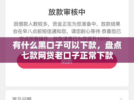 有什么黑口子可以下款，盘点七款网贷老口子正常下款