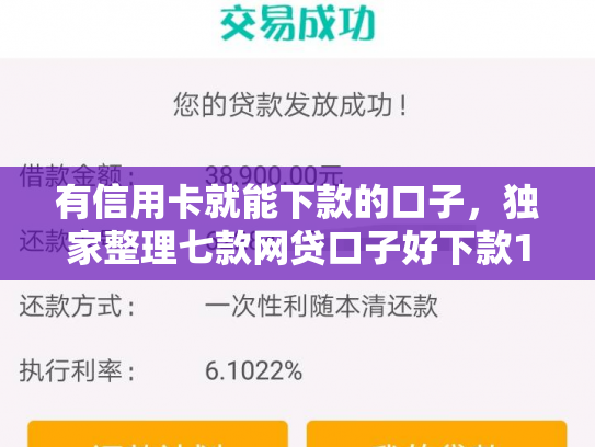 有信用卡就能下款的口子，独家整理七款网贷口子好下款1001