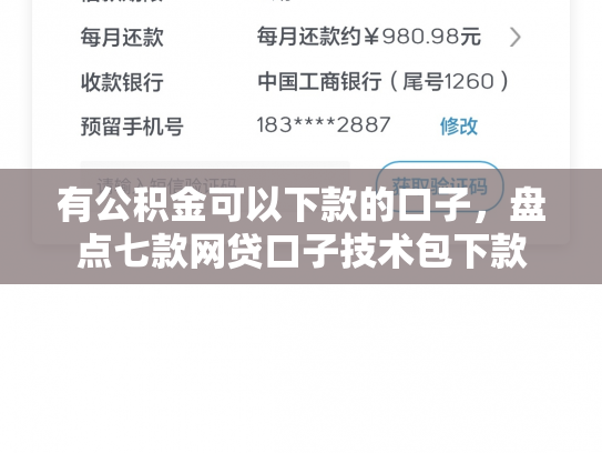 有公积金可以下款的口子，盘点七款网贷口子技术包下款