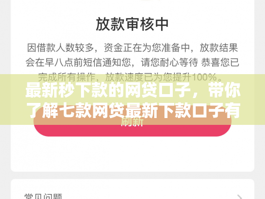 最新秒下款的网贷口子，带你了解七款网贷最新下款口子有哪些
