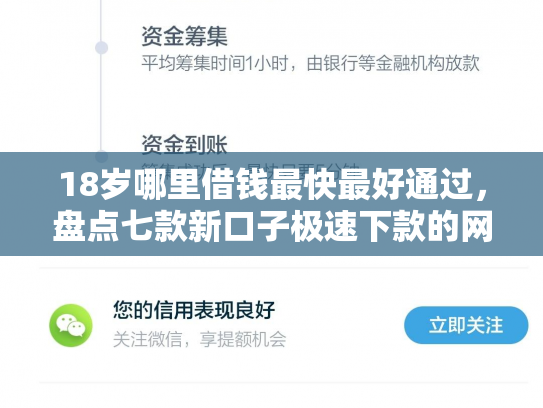 18岁哪里借钱最快最好通过，盘点七款新口子极速下款的网贷